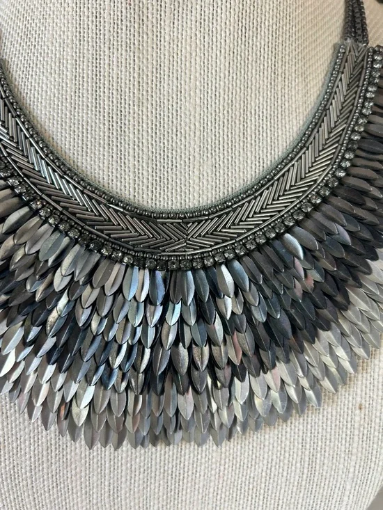 Stella and Dot Silver Pegasus Bib Collar - Picture 3 of 7